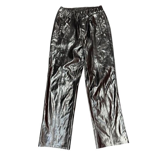 Blank NYC Women’s Black Vegan Leather Pants Medium Glossy Patent Straight Leg - Picture 3 of 10